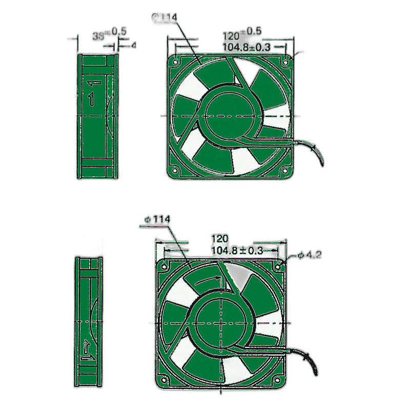 Extractor axial ST-12BSWH de 120 x 120 x 25 mm.